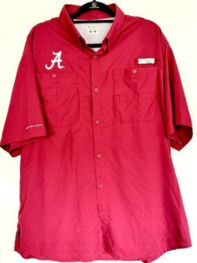 Columbia PFG Alabama Crimson Tide Button Up Shirt Men’s XL Red Fishing